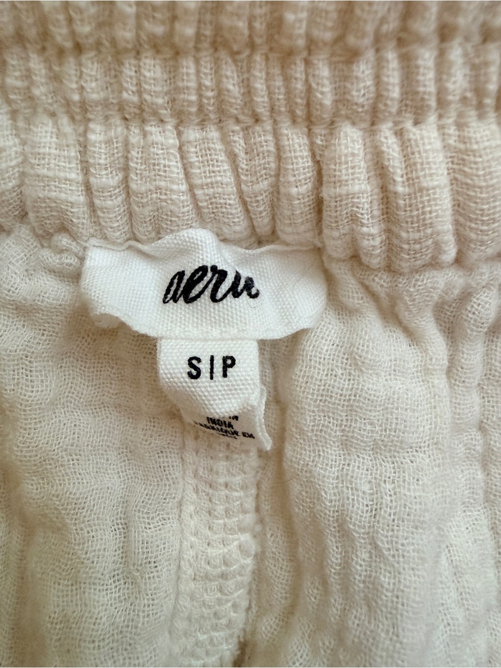 Aerie | 100% Cotton Cream Wide Leg Pants - Picture 9 of 10